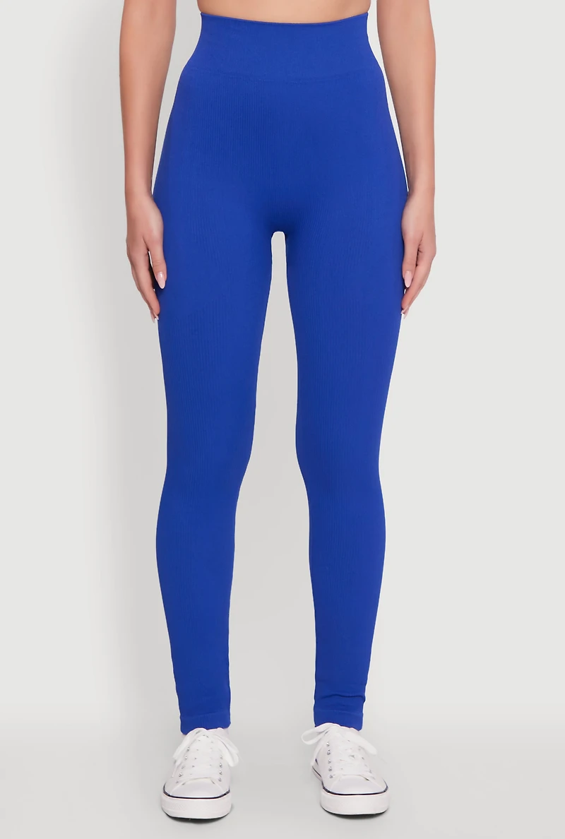 Womens Seamless Ruched Back High Waisted Leggings, Blue, Size L-XL