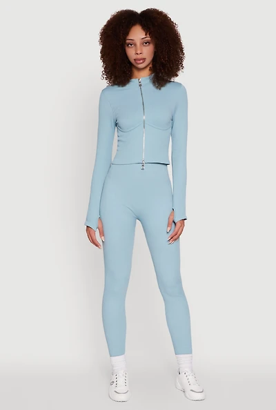 Womens Seamless Ruched Back High Waisted Leggings, Blue, Size S-M