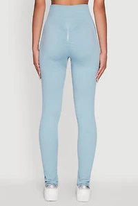 Womens Seamless Ruched Back High Waisted Leggings, Blue, Size S-M