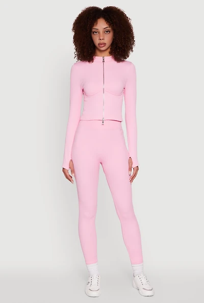 Womens Seamless Ruched Back High Waisted Leggings, Pink, Size L-XL