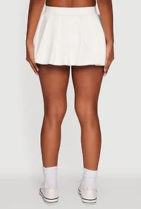 Womens Trendy Soft Knit Solid Pleated Skort, White, Size M