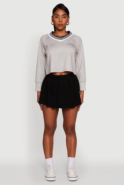 Womens Trendy Soft Knit Solid Pleated Skort, Black, Size M