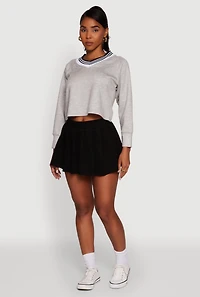 Womens Trendy Soft Knit Solid Pleated Skort,