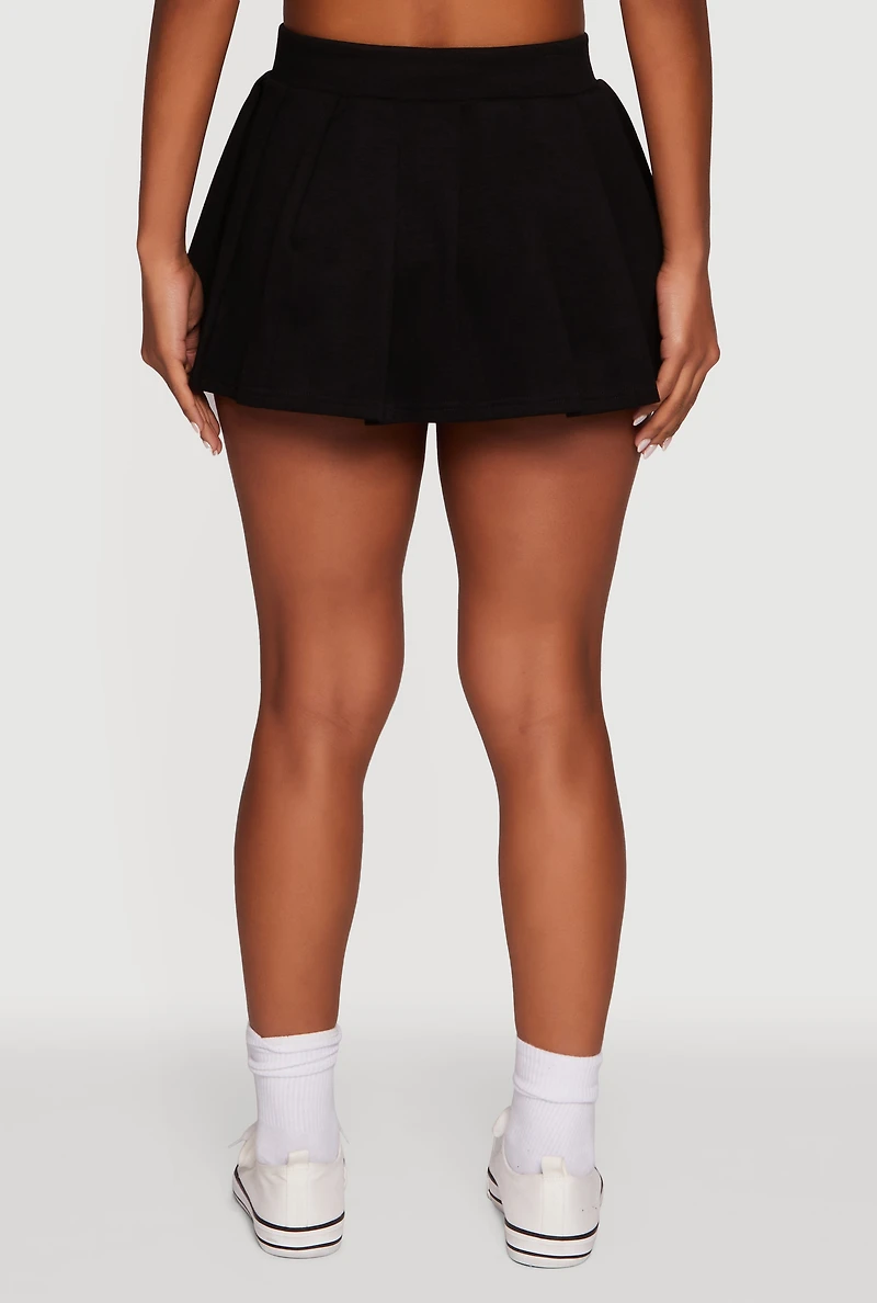 Womens Trendy Soft Knit Solid Pleated Skort,