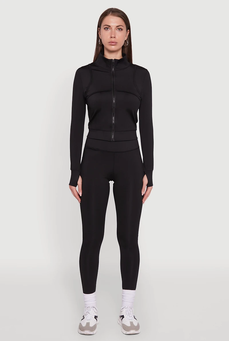 Womens Solid High Waisted Yoga Pants, Black, Size XL