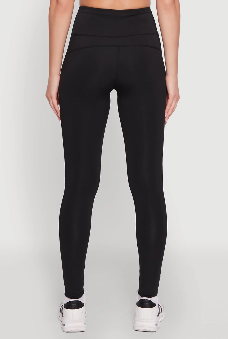 Womens Solid High Waisted Yoga Pants, Black, Size XL