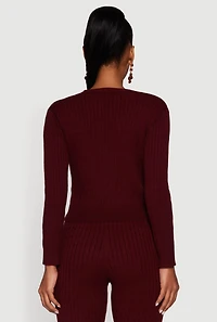 Cable Knit Cropped Button Front Cardigan