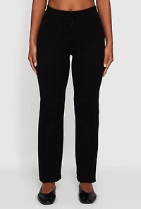 Womens Cable Knit Drawstring Waist Slim Leg Pants,