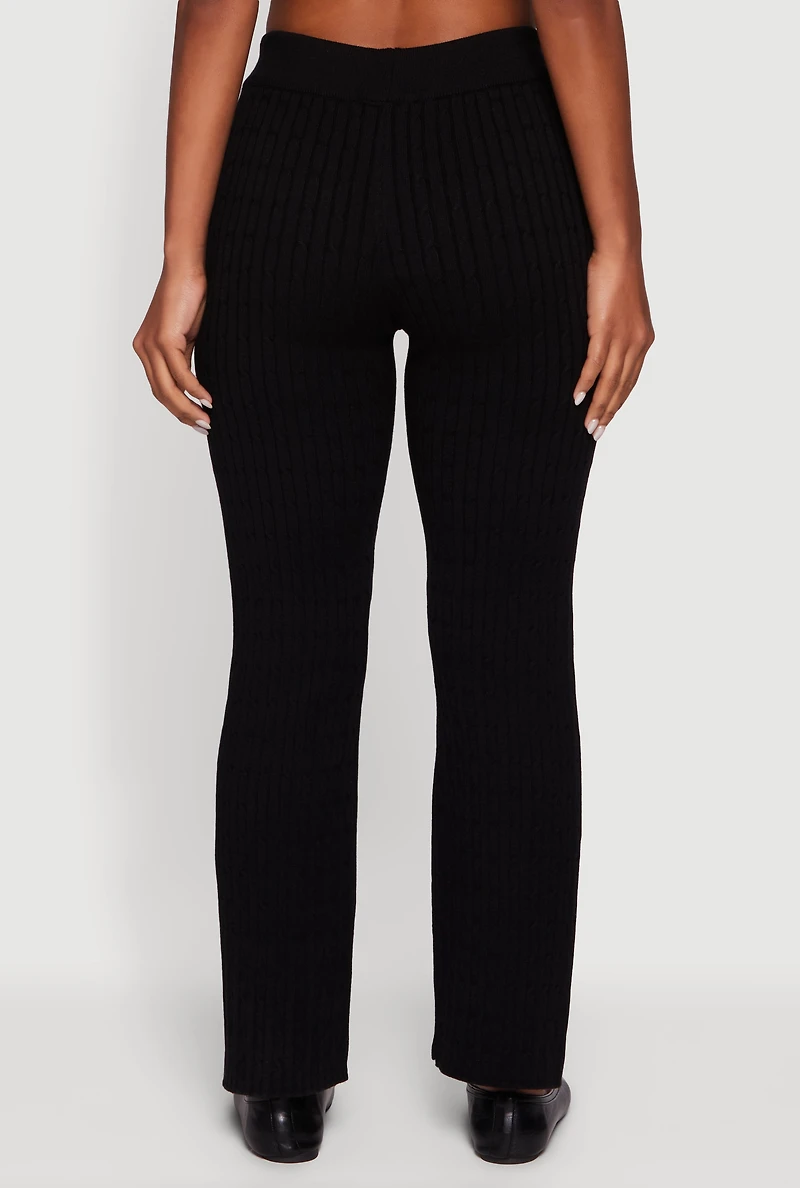 Womens Cable Knit Drawstring Waist Slim Leg Pants, M