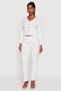 Cable Knit Drawstring Waist Slim Leg Pants