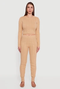 Mid Rise Cable Knit Joggers