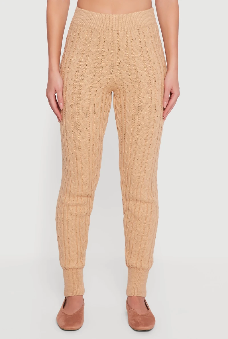 Mid Rise Cable Knit Joggers
