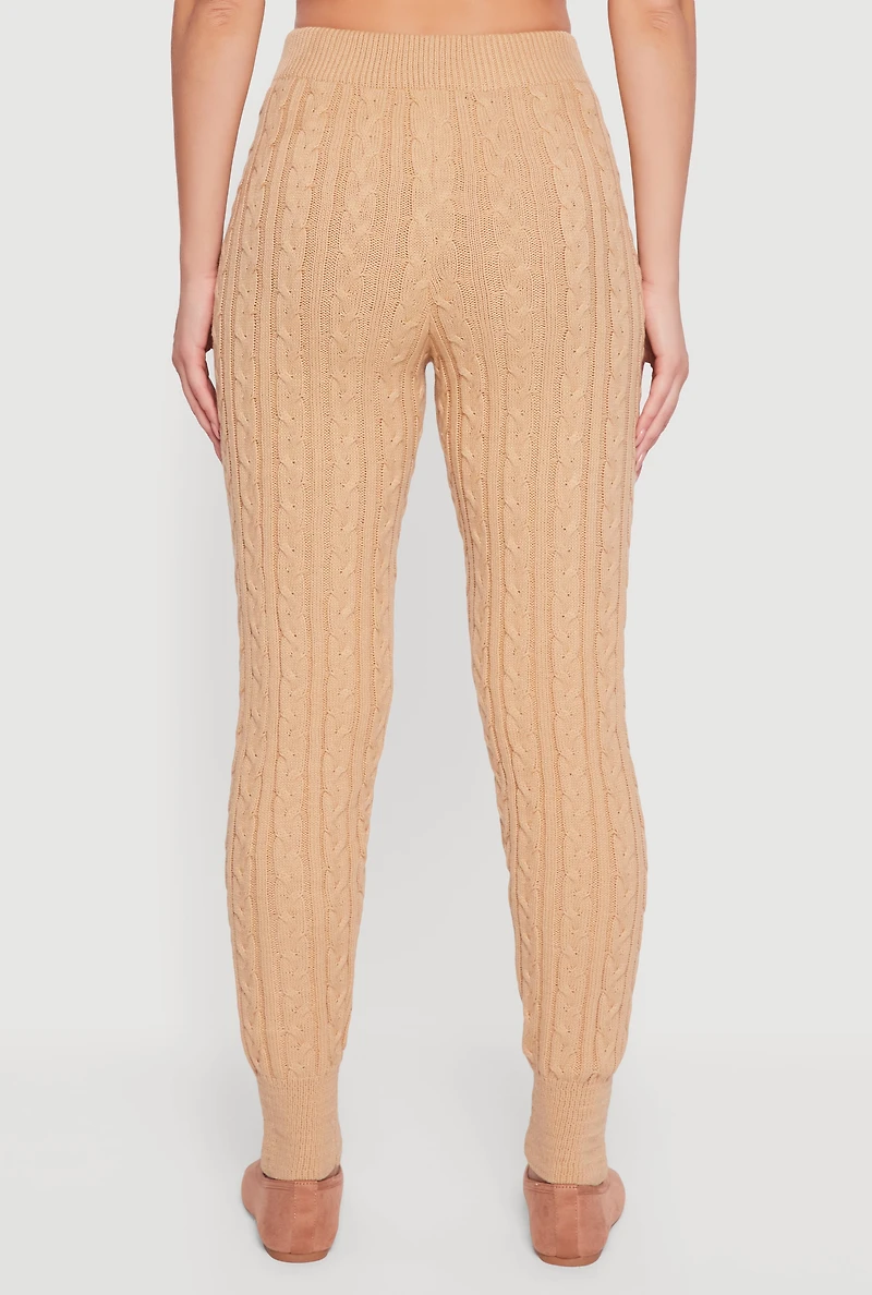 Mid Rise Cable Knit Joggers