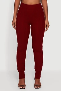 Womens Mid Rise Cable Knit Joggers,