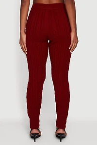 Womens Mid Rise Cable Knit Joggers,