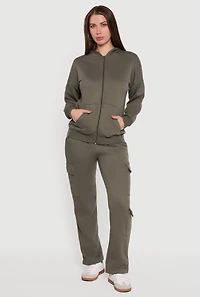 Drop Shoulder Zip Front Hoodie