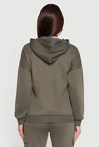 Drop Shoulder Zip Front Hoodie