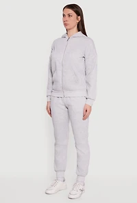 Long Sleeve Drop Shoulder Zip Front Hoodie