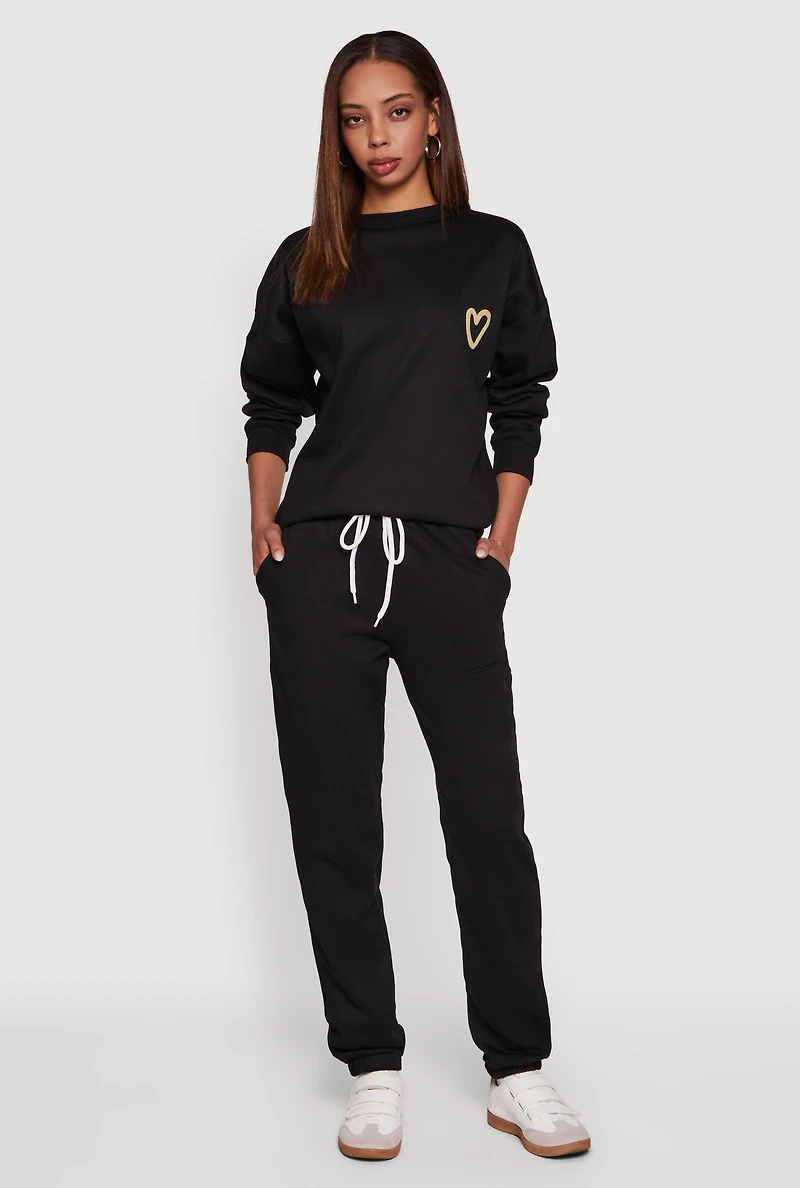 Womens Mid Rise Drawstring Fleece Sweatpants,