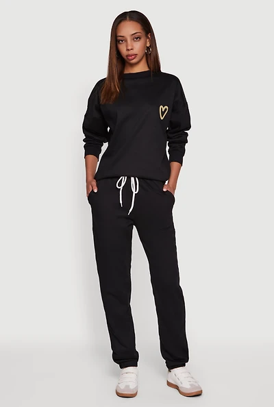 Womens Mid Rise Drawstring Fleece Sweatpants,