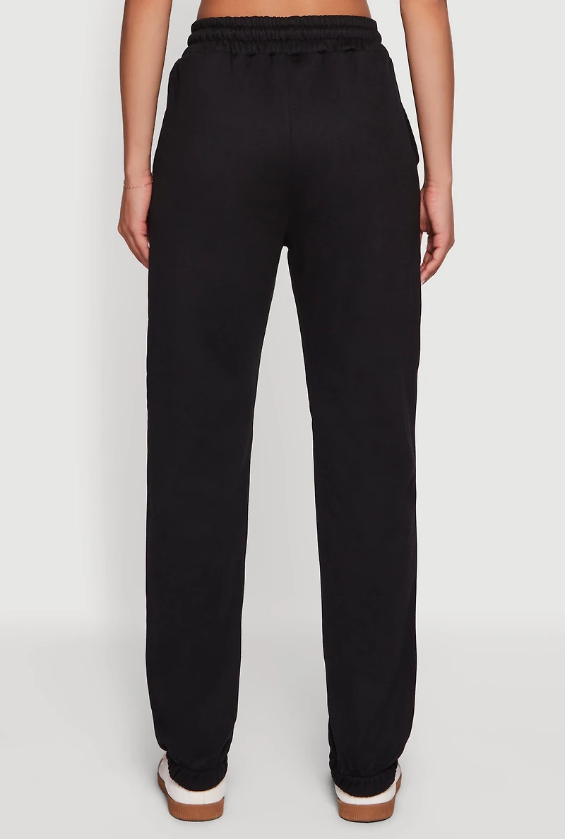 Womens Mid Rise Drawstring Fleece Sweatpants,