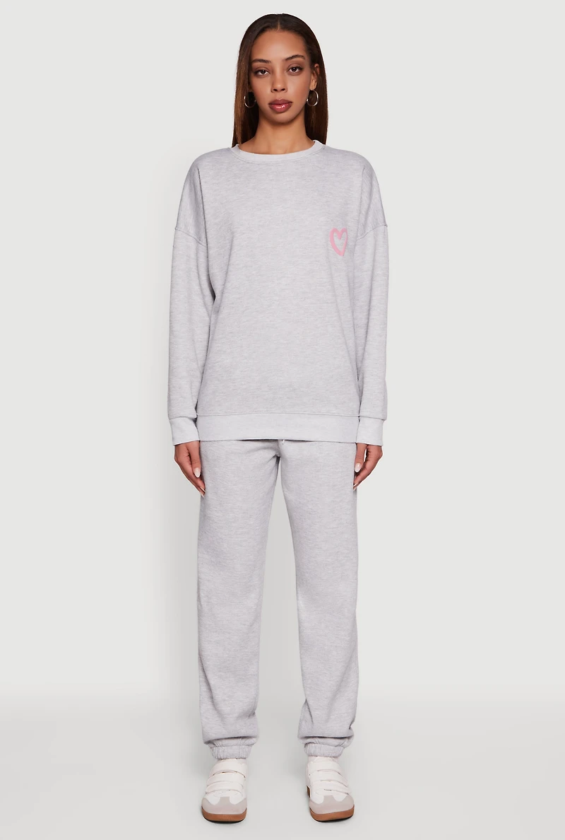 Womens Mid Rise Drawstring Fleece Sweatpants, Grey, Size L