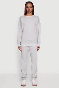 Womens Mid Rise Drawstring Fleece Sweatpants, Grey, Size XL