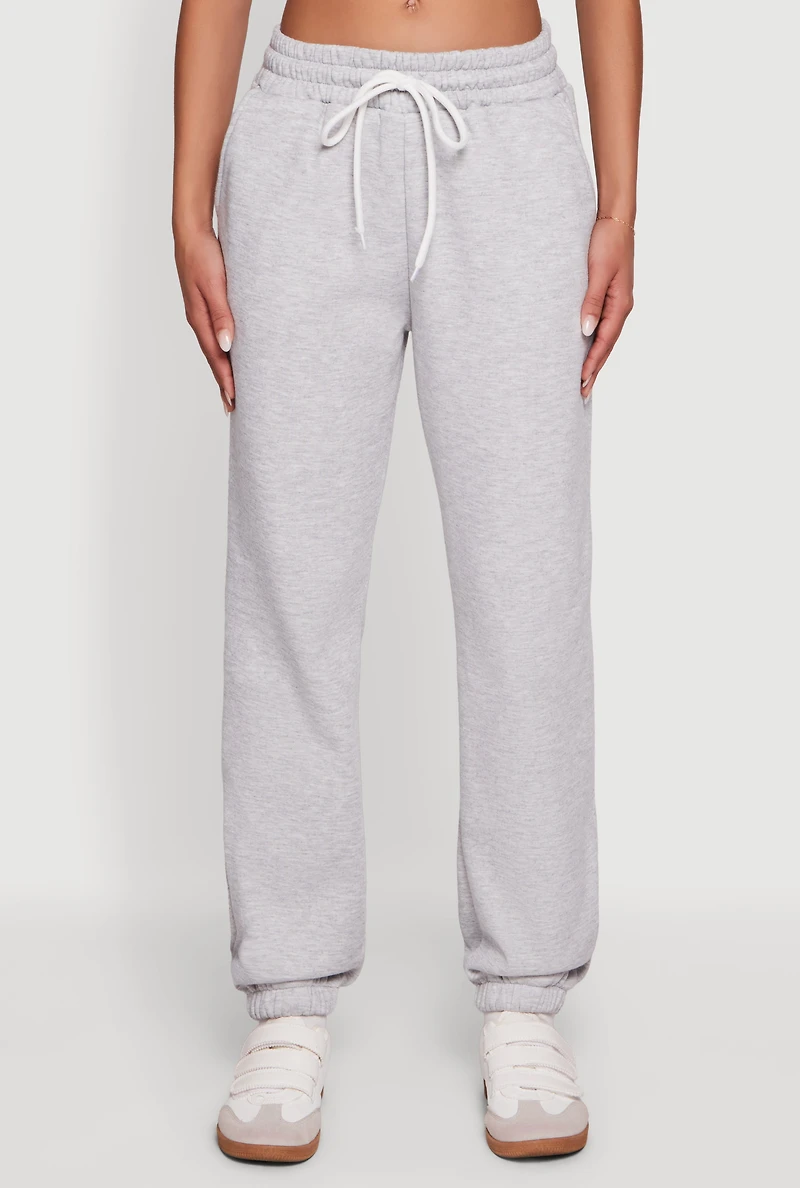 Mid Rise Drawstring Fleece Sweatpants