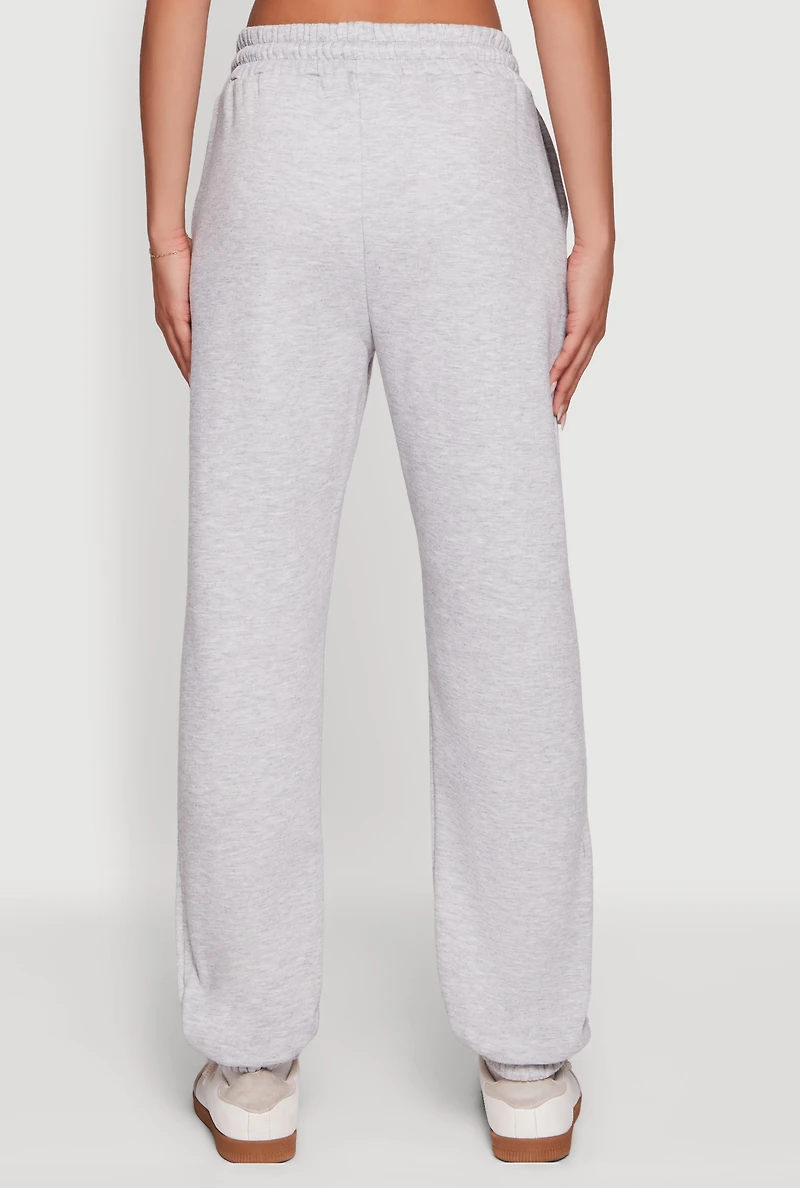 Mid Rise Drawstring Fleece Sweatpants