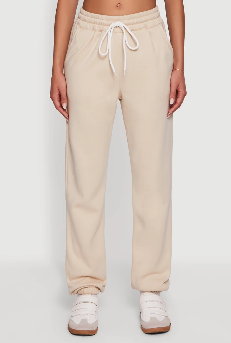 Mid Rise Drawstring Fleece Sweatpants