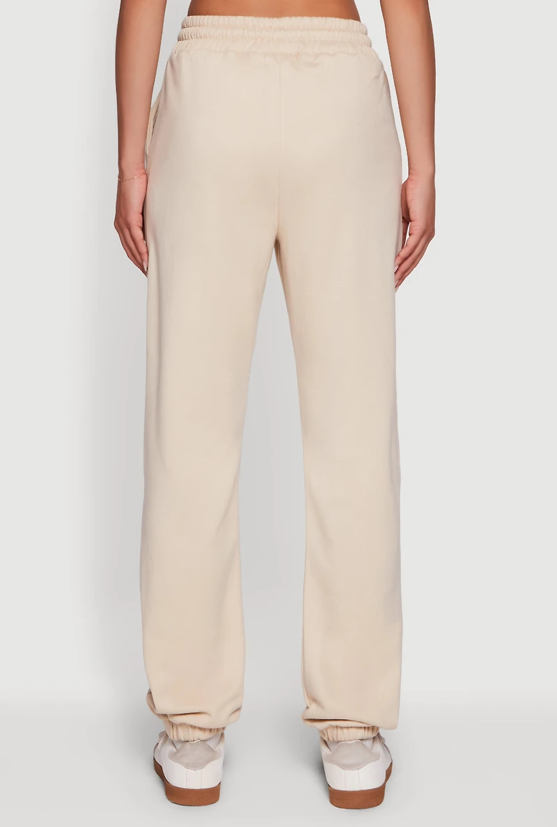 Mid Rise Drawstring Fleece Sweatpants