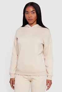 Kangaroo Pocket Long Sleeve Drop Shoulder Pullover Hoodie