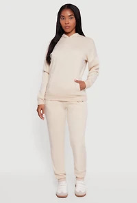 Kangaroo Pocket Long Sleeve Drop Shoulder Pullover Hoodie