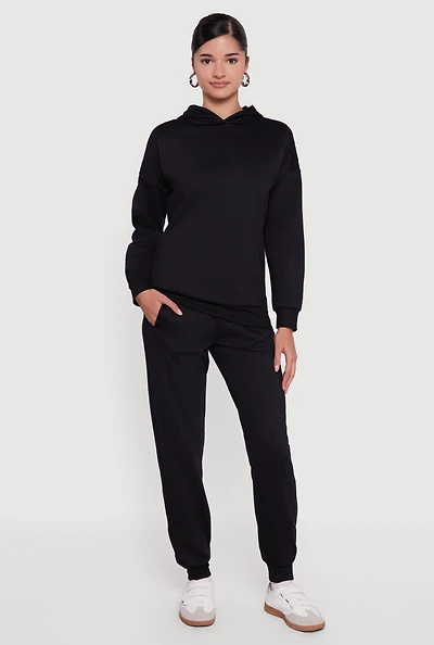 Womens Elastic Waist Pull On Slim Fit Joggers, Black, Size M