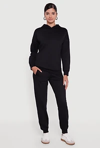 Womens Elastic Waist Pull On Slim Fit Joggers, Black, Size M