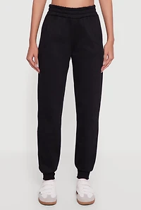 Womens Elastic Waist Pull On Slim Fit Joggers, Black, Size M