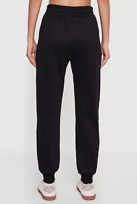 Womens Elastic Waist Pull On Slim Fit Joggers, Black, Size M