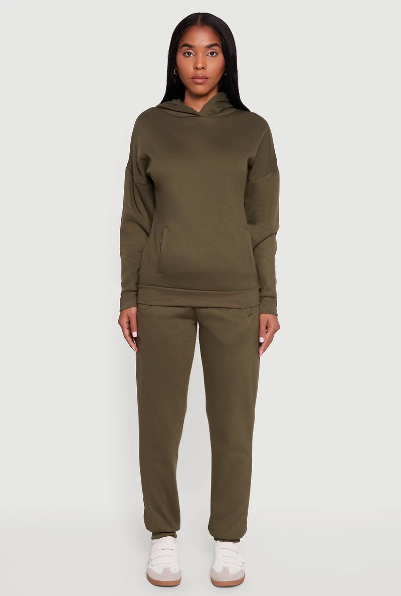 Womens Elastic Waist Pull On Slim Fit Joggers, Green, Size XL