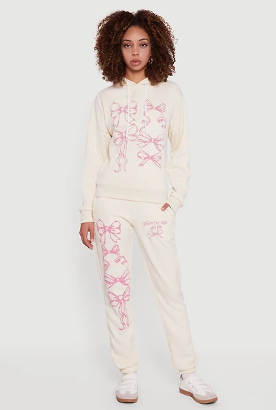 Mon Cheri Bow Graphic Drawstring Waist Sweatpants