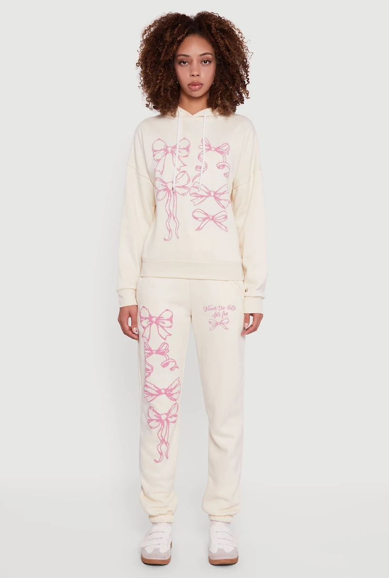 Mon Cheri Bow Graphic Drawstring Waist Sweatpants