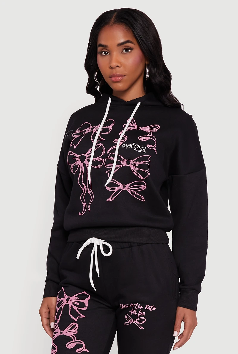 Mon Cheri Bow Graphic Pullover Hoodie
