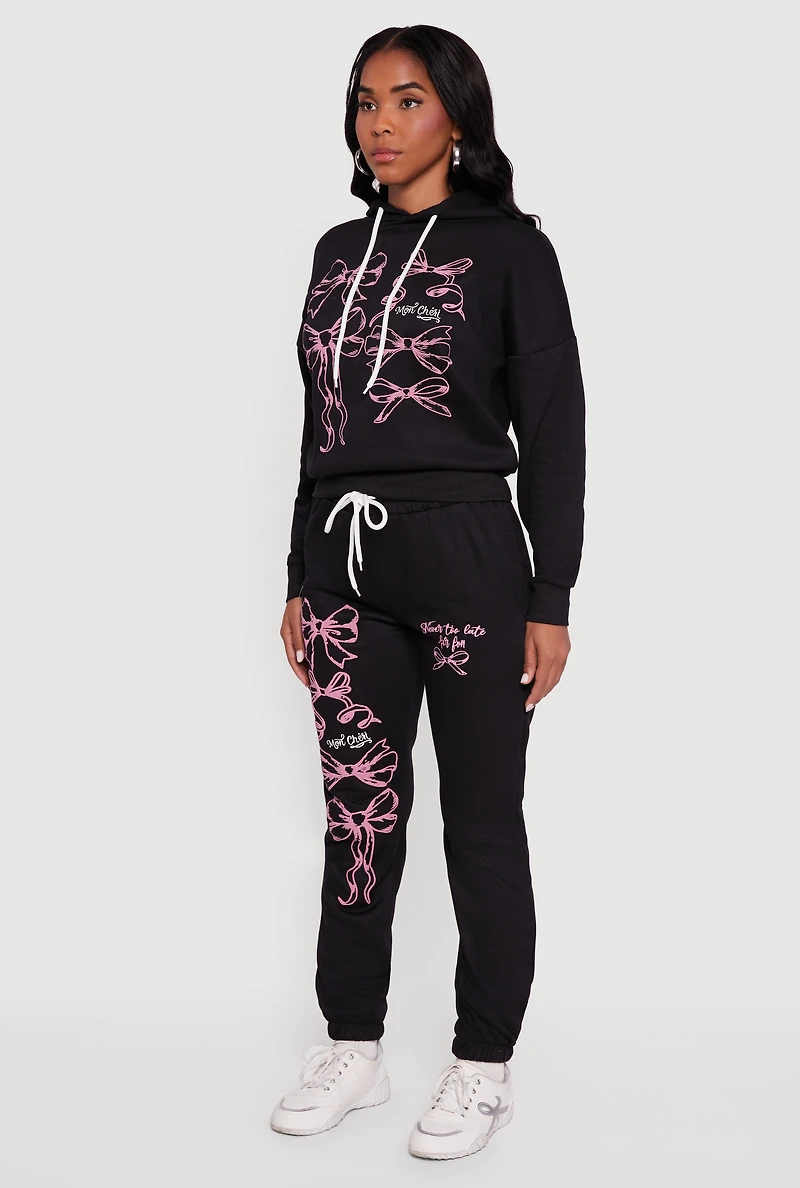 Mon Cheri Bow Graphic Pullover Hoodie