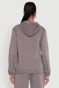 Womens Letter Detail Fleece Lined Hooded Sweatshirt, XL