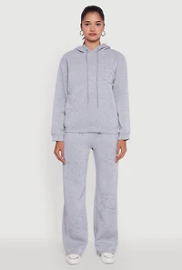 Womens Letter Detail High Waisted Wide Leg Sweatpants,