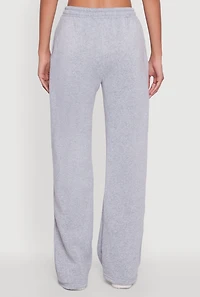 Womens Letter Detail High Waisted Wide Leg Sweatpants,