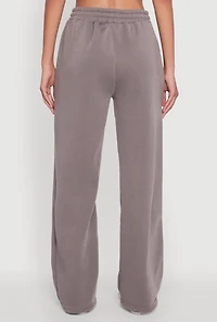 Womens Letter Detail High Waisted Wide Leg Sweatpants, Grey,