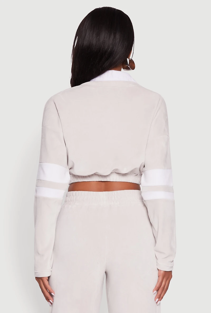 Velour Paris Embroidered Graphic Cropped Sweatshirt
