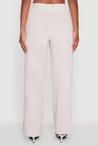 Womens Velour High Waisted Paris Graphic Sweatpants, Grey,