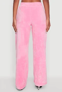 Womens Velour High Waisted Paris Graphic Sweatpants, Pink, Size S