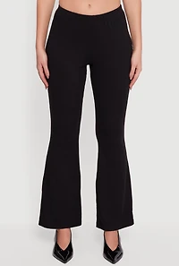 Womens Ribbed Knit Flare Leg Casual Pants,